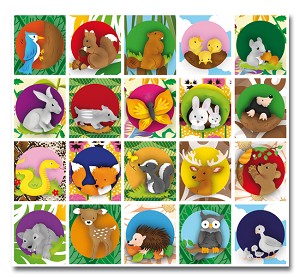 Serie 109 - getekende lieve bosdieren