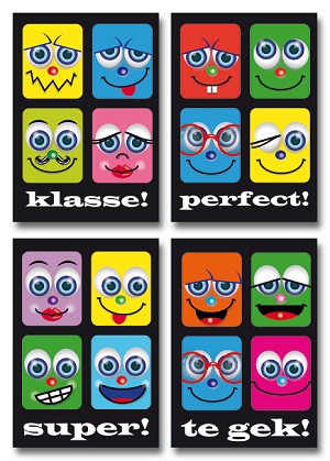 Serie 251 - smiley's met tekst *