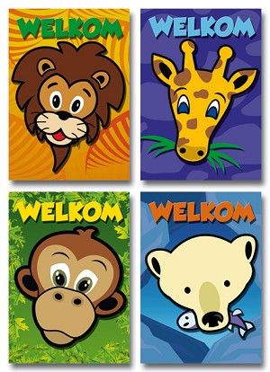 Serie 743 - grote getekende dierenkoppen
